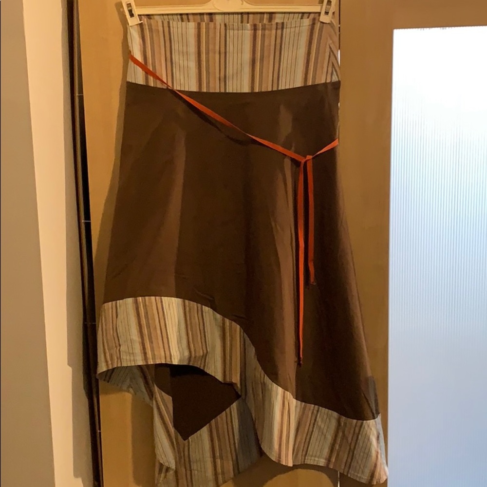 Asymmetrical long brown skirt